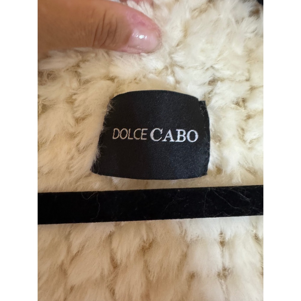Dolce Cabo Cream Furry Knitted Open Front Vest Women's S/M - Picture 2 of 10